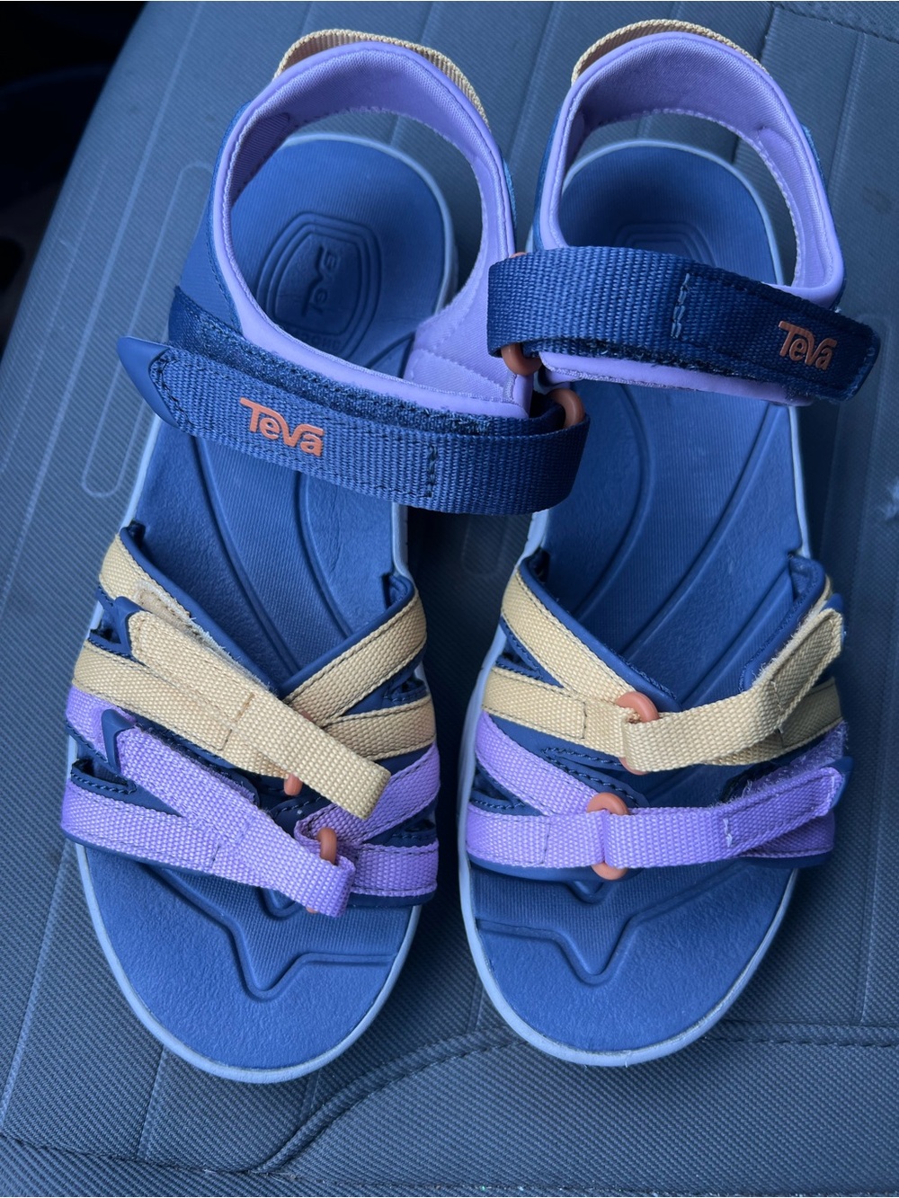 Teva Tirra Kids Blue Sandals with Lavender & Cream Straps size 2